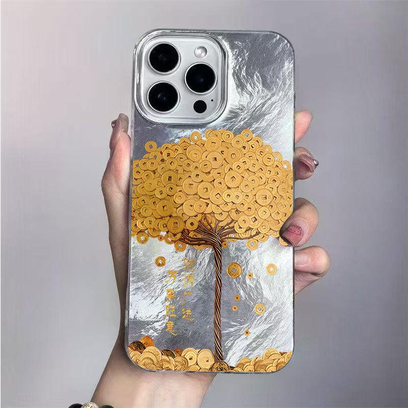 Gold Coin Money Tree Phone Case for iPhone Models: 13, 14 Pro Max, 16 Pro, 17