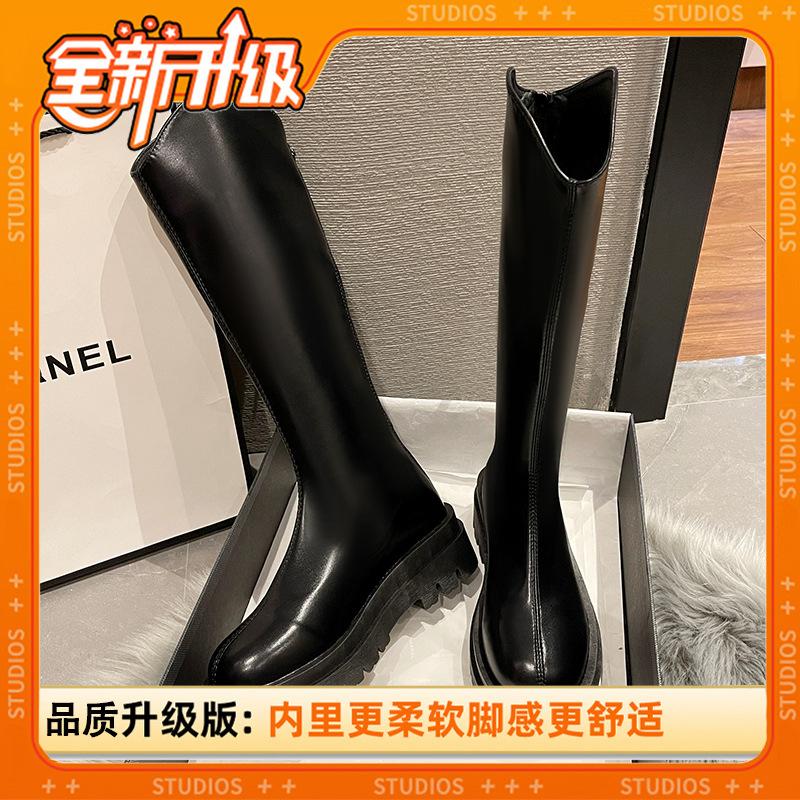 

Ботинки мартинсы женские ботинки 2025 новые осенне-зимние бархатные, но ботфорты до колена, рыцарские ботинки, маленькие тонкие ботинки 39