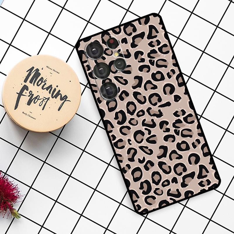 Tan Leopard Case For Samsung Galaxy S25 Ultra S20 S21 S22 S23 S24 Ultra S9 S10 Plus S25 FE Phone Cover