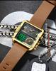 Binbang Fashion Men's Domineering Quartz Watch with Large Square Dial and Triple Display