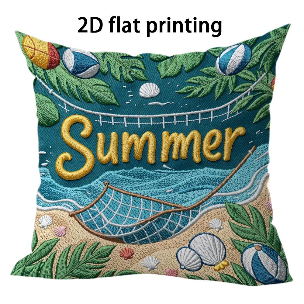 Summer seaside vacation style Doublesided Printed pillow cover Short plush Suitable living rooms bedrooms throw cushion cover