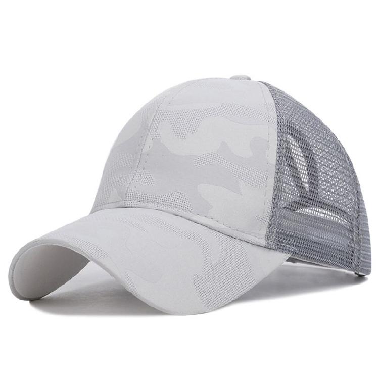 Women Outdoor Sports Hat with Ponytail Hole Camouflage Mesh Back Baseball Cap