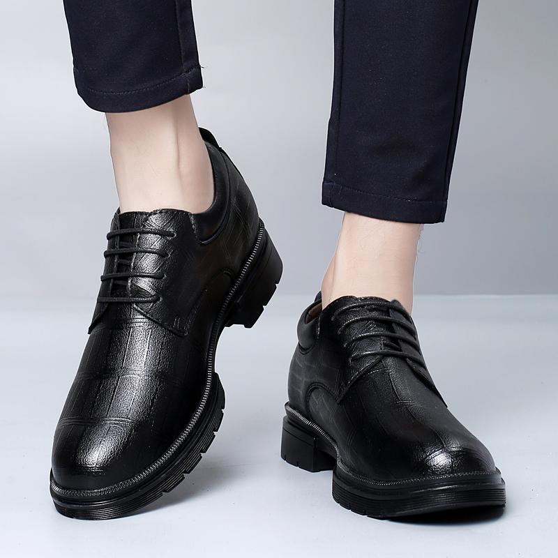 Fashion Hidden Heel 7CM Men Leather Shoes Plus Size Elevator Shoes Man Height Increase Business Office Oxfords Footwear Lift Suit Shoes