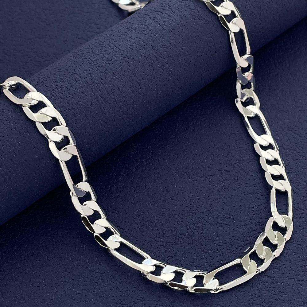 Collier à maillons en argent pour femme et homme, bijou tendance de haute qualité, chaîne Figaro