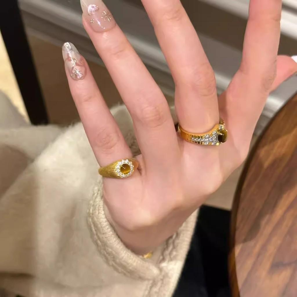 Eleganter Verstellbarer Kupferring mit Tigerauge-Stein für Damen Stilvolles Accessoire