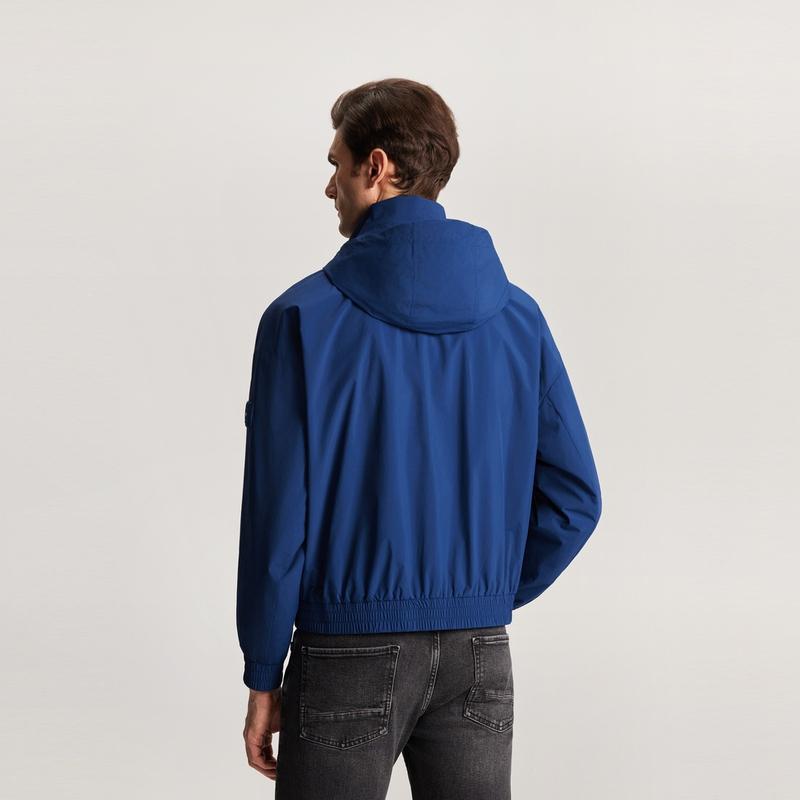 Tommy Hilfiger Vintage Casual Sports Style Reversible Embroidered Stand Collar Hooded Jacket Men Jacket Deep-Blue Black MW0MW34452