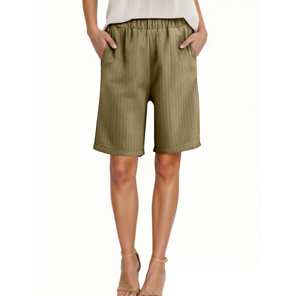 Damen Hohe Taille Einfarbig Freizeithose Trainingshose 1/2 Shorts