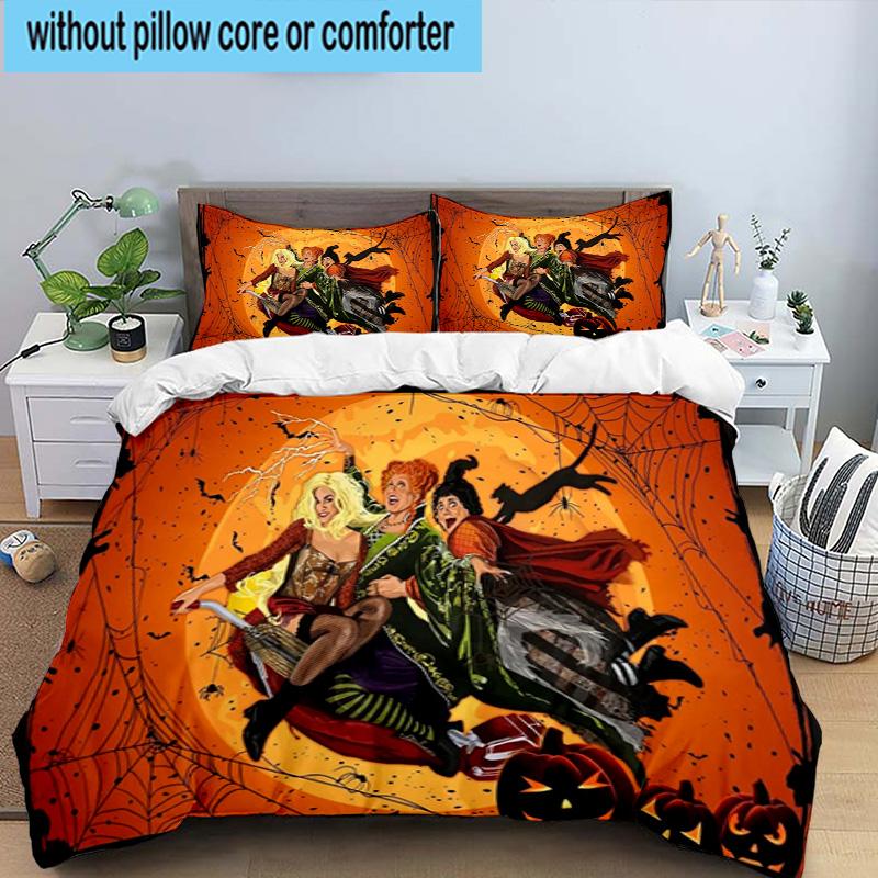 3PCS Halloween witch 3pcs Bedding,Including 3PCS Duvet Cover And 2pcs Pillowcases Perfect for Christmas,Ideal for Bedroom, Dormitory