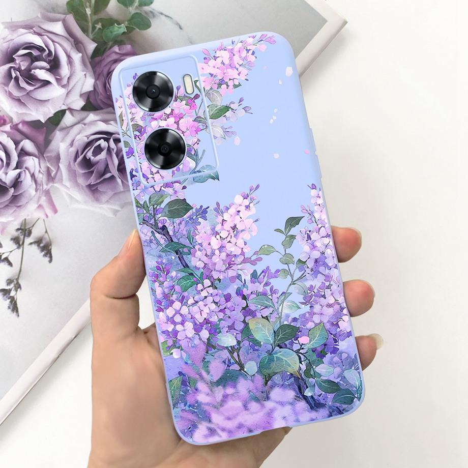 For OPPO A57 4G CPH2387 Case For OPPO A77 5G CPH2339 Soft Silicone Flower Phone Cover For OPPO A77S A57S A57e 2022 Funda TPU Bag