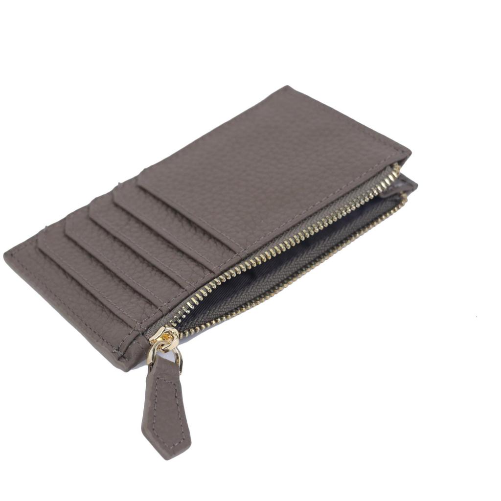Women's Japanese Korean Style Multi-Card Cowhide ID Holder with Zipper Coin Purse