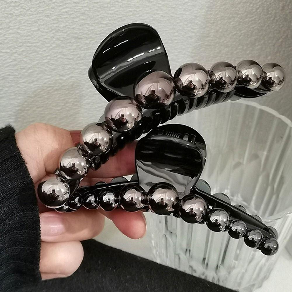 

Shape Plastic Hair Claw Female Hair Accessories Korean Style Headwear Black Pearl Hair Clip