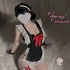 Man Want Bow Pure Want Maid Naked Back Apron Set Free Uniform Sex Underwear Small Breast Pajamas Women 9289