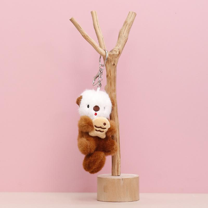 Adorable Sea Otter Plush Keychain - Cute Stuffed Animal Bag Charm