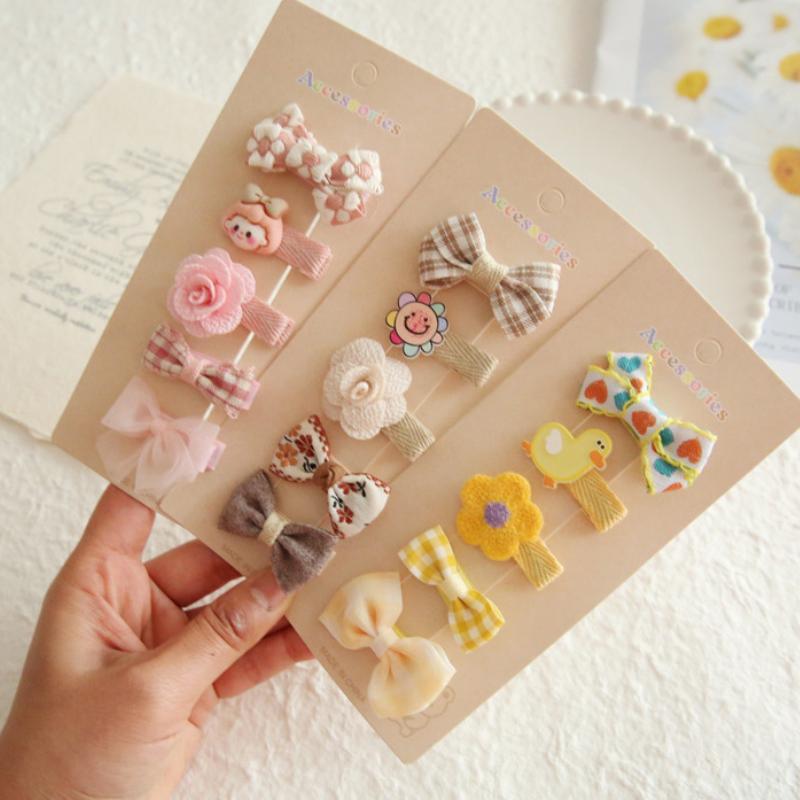 5Pcs Baby Hair Pins for Girls Gift Korean Bear Bunny Kids Hair Accessory Bows Flower Princess Children Girl Hairclip