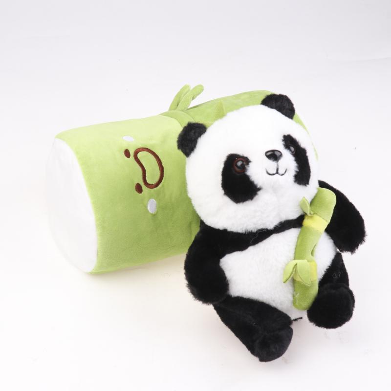 1 Set Cute Stuffed Animal Bear Doll Reversible Design Kawaii Bamboo Tube Panda Kit Plush Toy Children'S Valentine'S Day Gifts