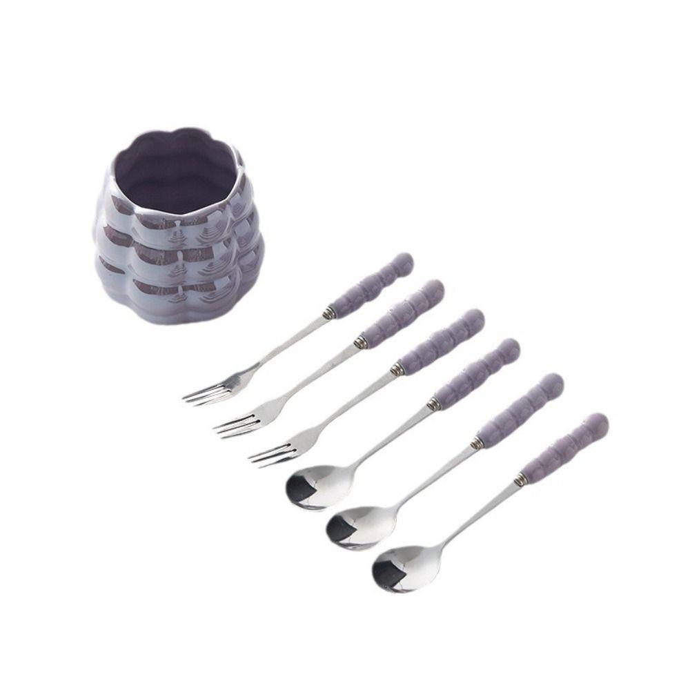 Creative Fruit Fork and Spoon Set Candy Color Coffee Dessert Spoon Ceramic Storage Tank Watermelon