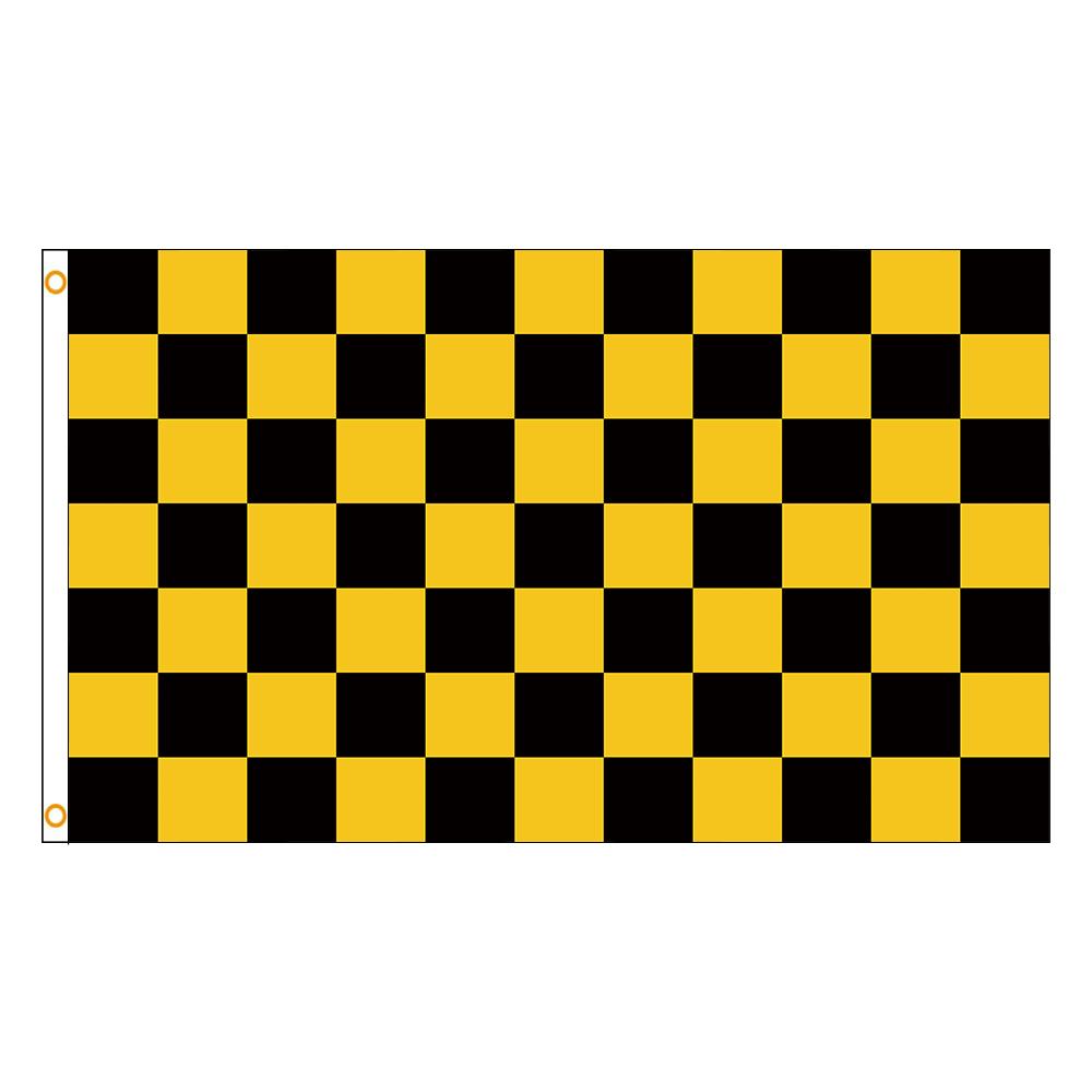 90X150Cm Black And Yellow Check Flag Checkered Tapestry Polyester Digital Printing Banner Garage Wall Art Out Door Decoration