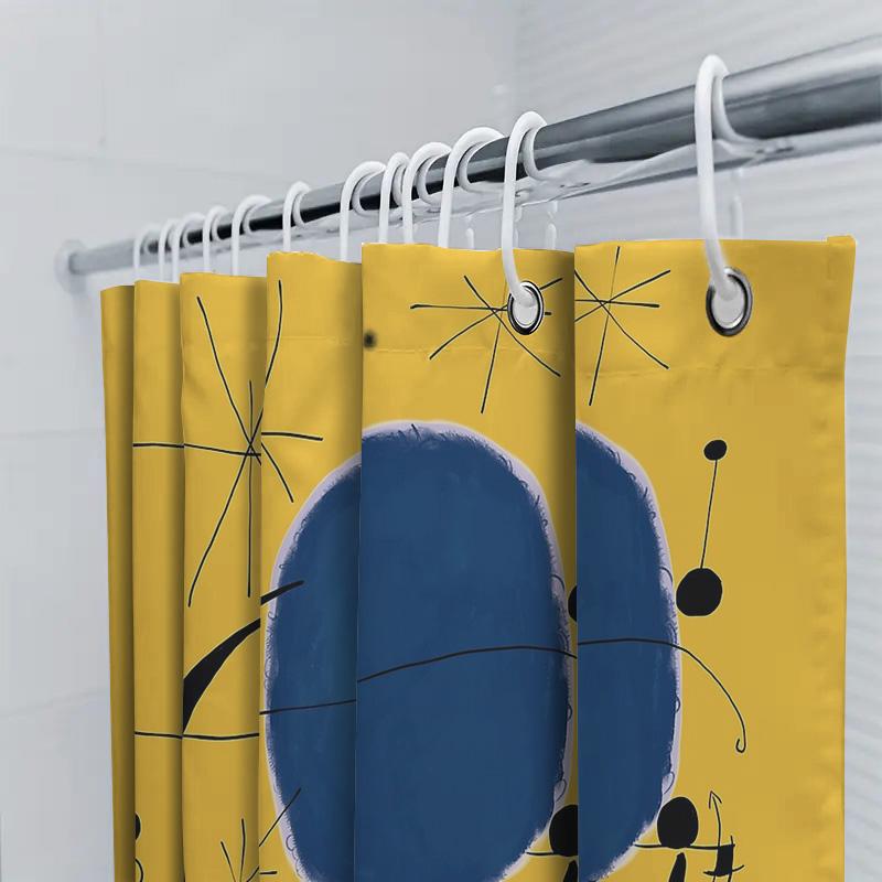 Tenda da Doccia Arte Astratta Decorazione Moderna Minimalista Telo Interno da Bagno Impermeabile Sfondo con Motivo Geometrico Vintage