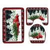 Christmas Shower Curtain Floor Mat Combination Four-Piece Set Bathroom Toilet Carpet Shower Room Mat Foot Mat
