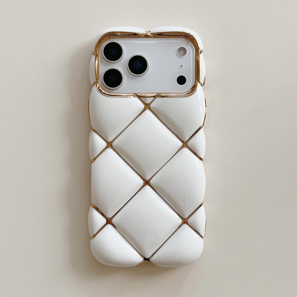 Electroplated 3D Diamond Pattern Phone Case For iPhone 17 16 15 14 13 12 11 Pro Max Soft Shockproof Silicone Cover Girls