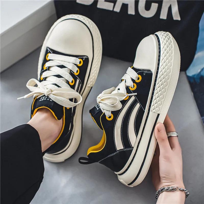 Brand Men's Canvas Mens Sneakers Man Black Harajuku Platform Canvas Shoes for Men Breathable Sport Casual Board Shoes Man