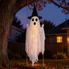 Gruseliger LED-Geist für den Garten Leuchtende Halloween-Hängeschaukel mit Hexenhut, Fernbedienung Einstellbar Langlebige Stoffdekoration Helligkeit, Fliegend