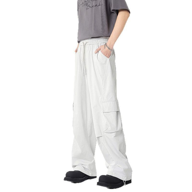 Spring and autumn new casual overalls straight wide-leg pants sports men's and women's versatile pants men's