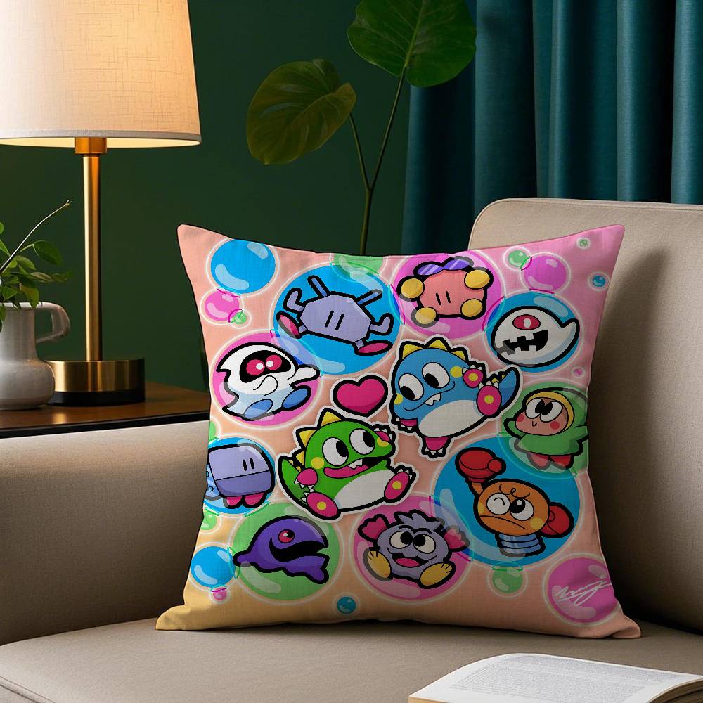 

Game Bubbles B-Bobble Pillow Case Decorative Square Throw Pillow Covers Double‑Sided Print Cushion Case For Sofa Home Decor Gift 12x12Inch