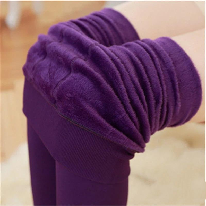 Women's Autumn And Winter Thick Fleece Leggings With Pearl Fleece Foot Insulation One Piece Pants
