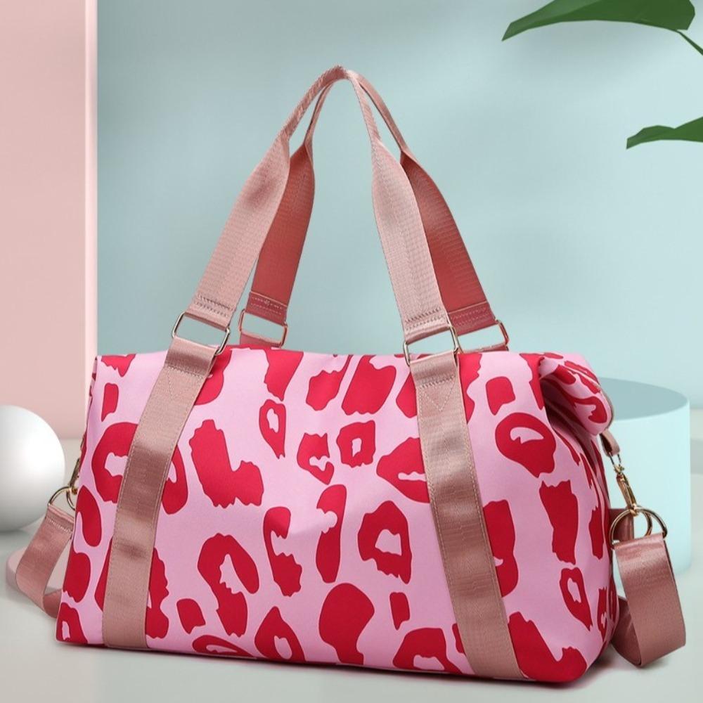 Oxford Fitness Shoulder Bag Large Capacity Luggage Handbag Cute Leopard Print Duffle Bag  Ladies