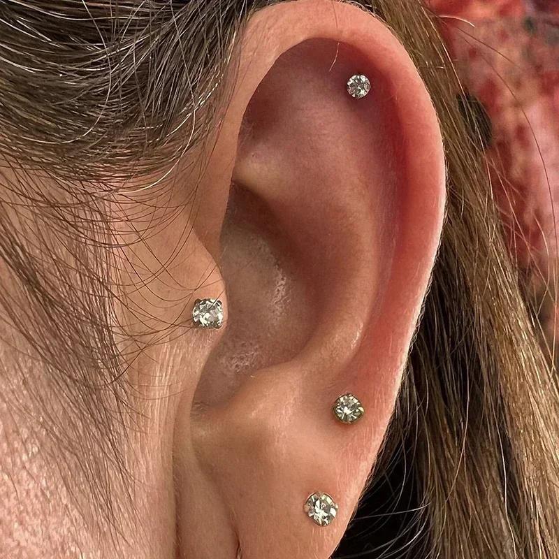 1 Stück G23 Titan Piercing CZ Stein Innen Gewinde Labret Monroe Lippenring Tragus Nagel Helix Ohrstecker 16G 18G Körperschmuck