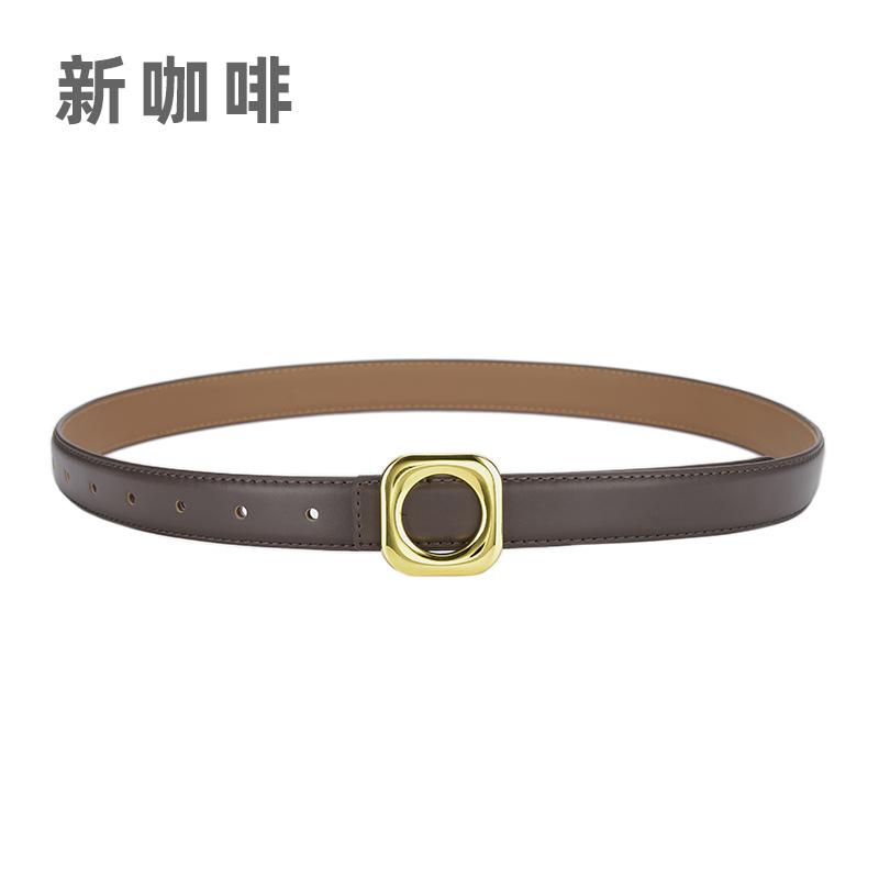 Four Seasons Available Belts Women'S Fashion Versatile Trendy Decoration Suit Leather Thin Belt Square Buckle Leather Ins Style Jeans Belt