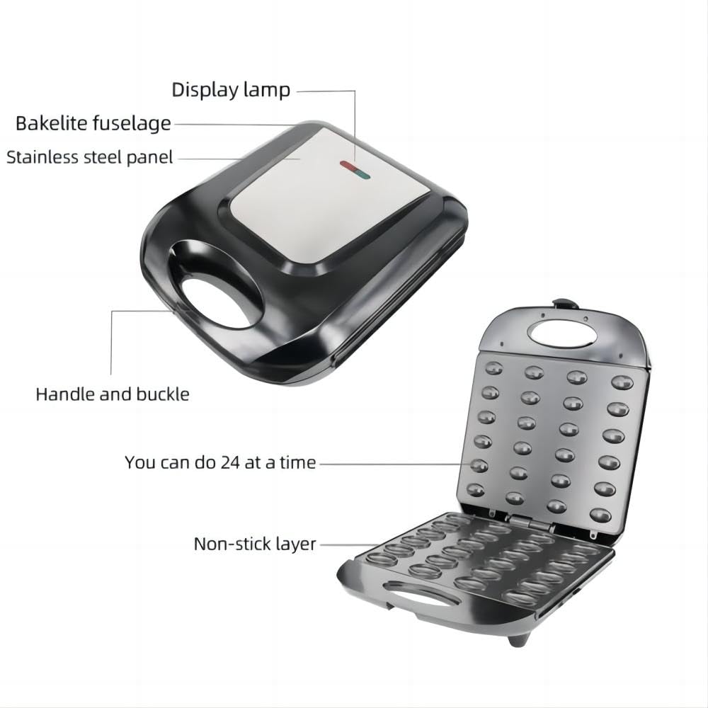Cookie Maker 24 Holes Mold Maker Electric Walnut Cake Maker Mini Nut Waffle Bread Machine Sandwich Iron,Toaster Baking Br