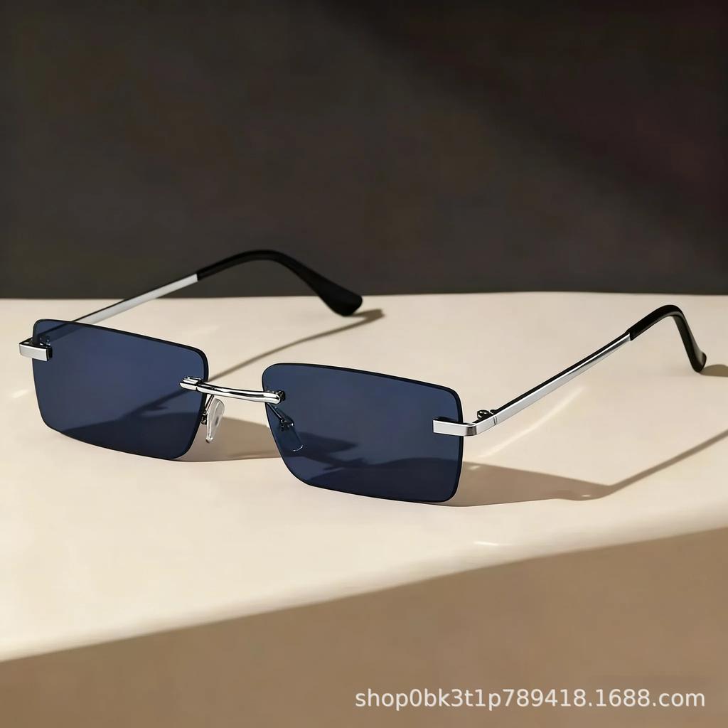 Retro sunglasses women's high-end sense small box European and American frameless personality hip-hop glasses fashion trendy sunglasses men