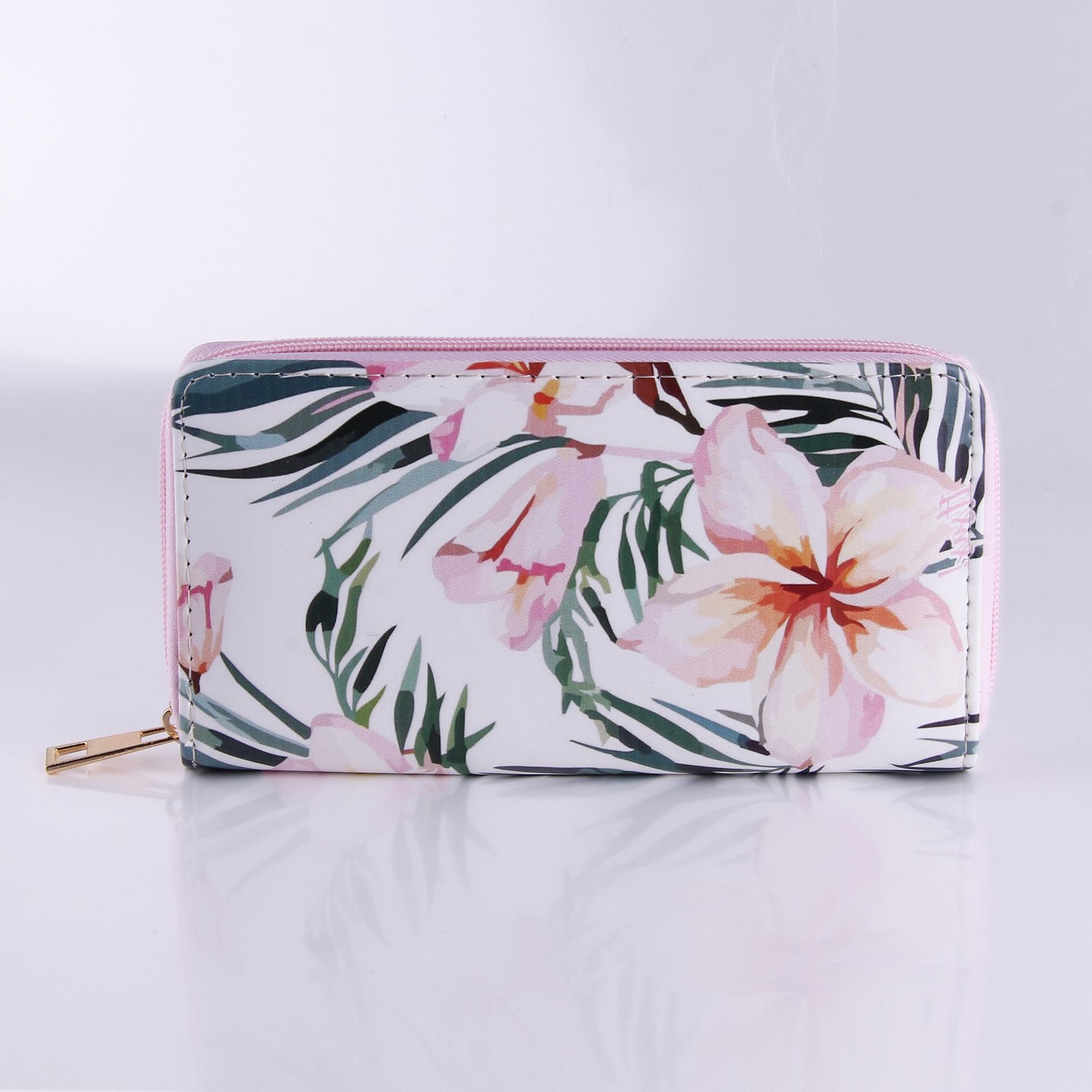 

Tropical Flower Long Zipper Wallet, Wallet Clutch Card Bag
