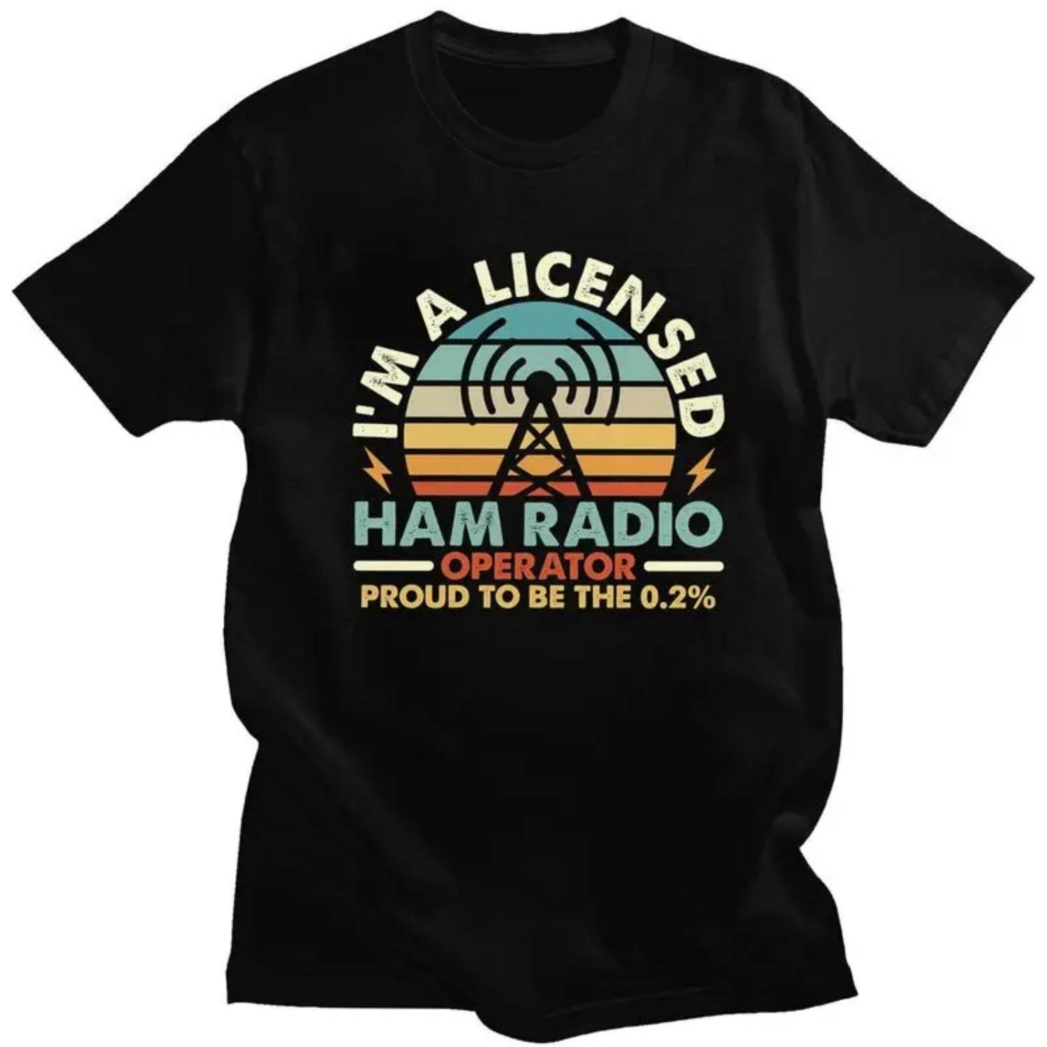 Custom Male Licensed Ham Retro Radio Operator T Shirts Short Sleeve Cotton Tshirts Streetwear T-shirt Leisure Tees Clothes S
