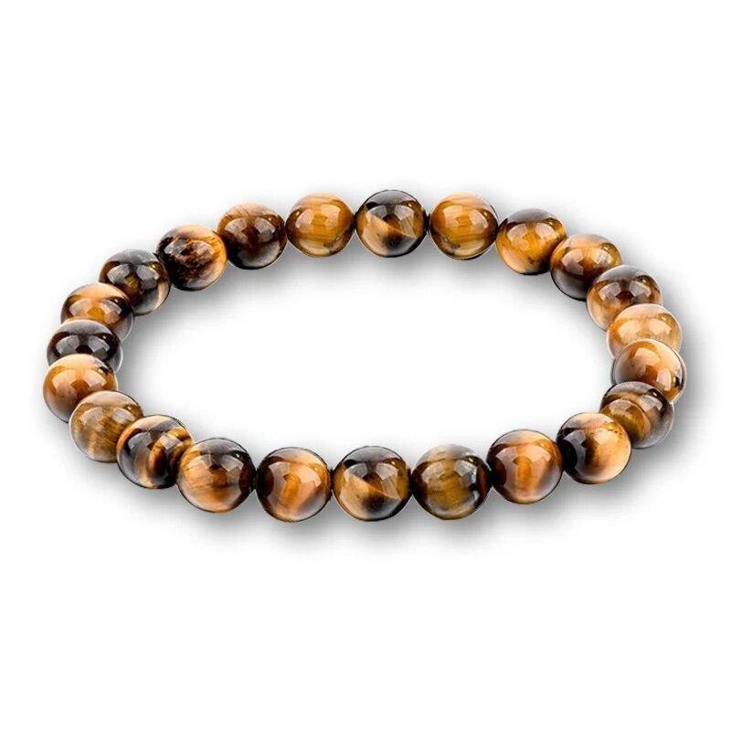 Charm Bracelet Natural Stone Beads 6/8/10mm Volcanic Lava Tiger Eye Beads Elastic Bracelets For Men Women Jewelry Pulsera Hombre