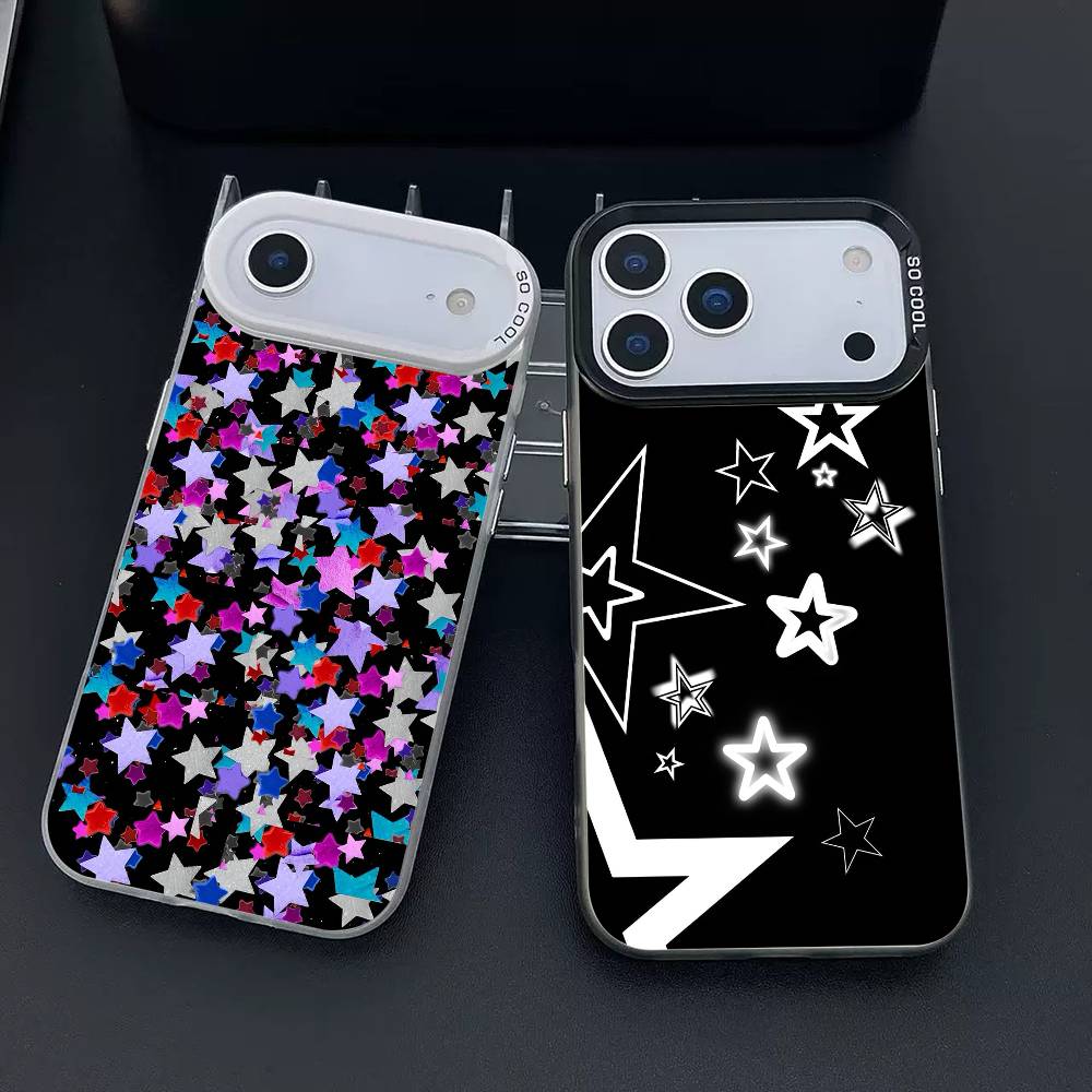 star phone case for iPhone 17 17Air 16 15 14 13 12 11 Pro Max Plus Colorful Silver