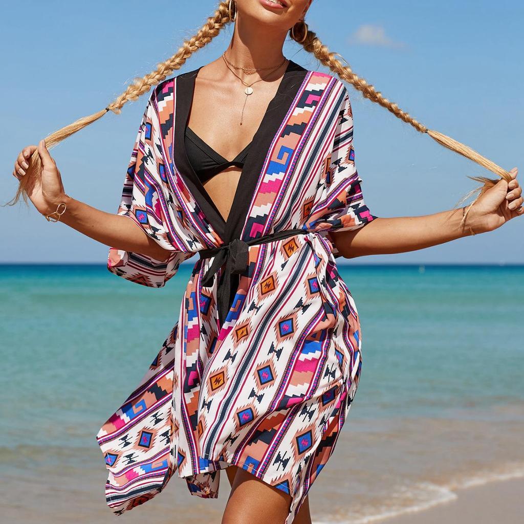 European & American Beach Cover-Up Cardigan - Seaside Vacation Robe & Bikini Swimsuit Dress