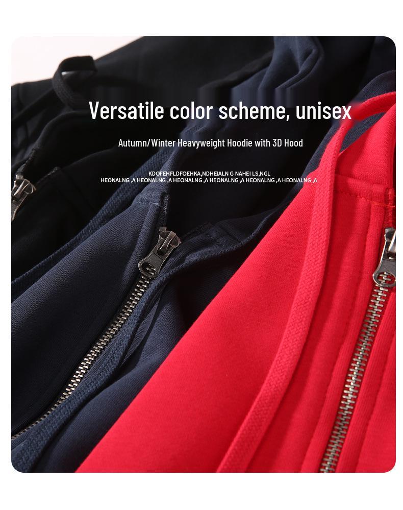 Unisex Volný Střih 380g Těžká Froté Mikina Cardigan s Možností Potisku Loga