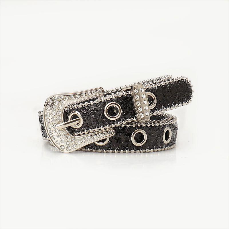 Y2k Punk Leather Belt For Women With Alloy Buckle And Rhinestone Details For Street Style Fashion