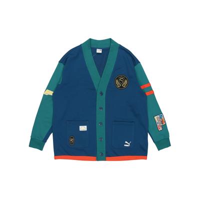 Puma Mix Badge Long Cardigan Unisex Tops Nautical-Blue 537004-45