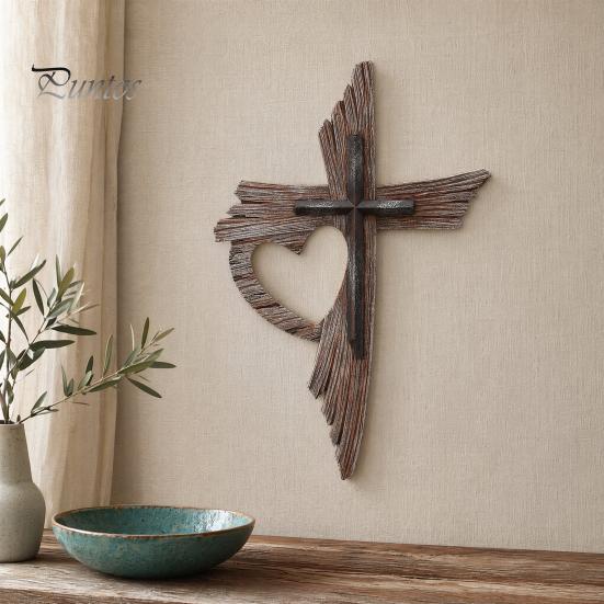 Abgenutztes Holzschild Rustikale Christliche Dekoration, Großes Religiöses Holzkunstwerk, Dekorative Gedenkkunst Spirituelle Hängende Skulptur für Kirche Zuhause
