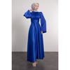 Spanish Satin Hijab Evening Dress With Wrapped Sleeve Waist