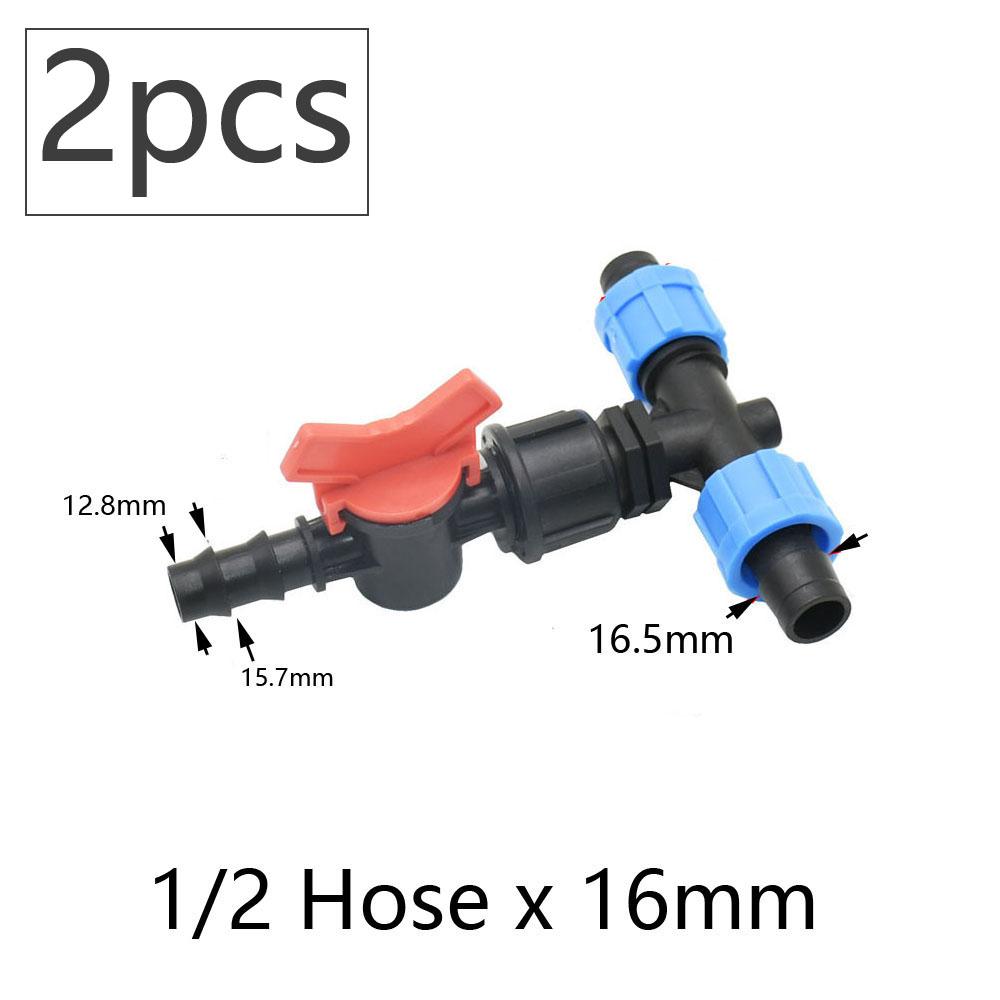 16mm 5/8'' Nastro per Irrigazione a Goccia Valvola di Intercettazione Gomito Raccordo a T Tappo Terminale Connettore a Blocco Filettato Tubo per Irrigazione da Giardino Giunti per Tubo Flessibile