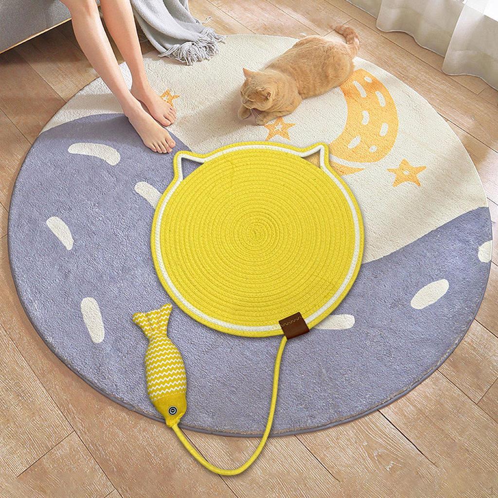 Cat Scratch Mat Floor Scratching Pad with Fishy Ball Horizontal for Carpet