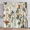 Elegant Floral Print Curtain Polyester Fabric Living Room Holiday Window Decor Style Curtains Set Of 2 Made With Rod Pocket Great