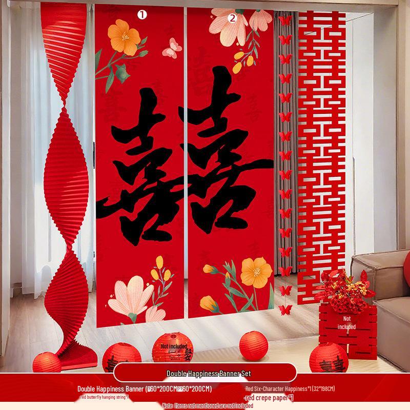 Groom's Wedding Banner & Butterfly Hanging Ornaments for Bride's Bedroom & Living Room