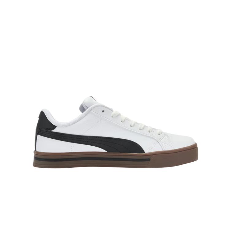 Puma Smash Vulc V3 Couro Sintético Moda Casual Clássico Simples Respirável Durável Tênis de Skate de Cano Baixo Unissex Branco 380752-22