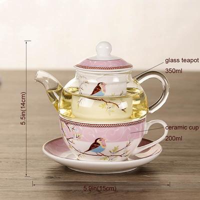 Květinová konvice na čaj Keramický podšálek Tepelně odolný skleněný filtr na čajovou konvici Porcelánový Kancelářský šálek na kávu Hrnek Odpolední sada